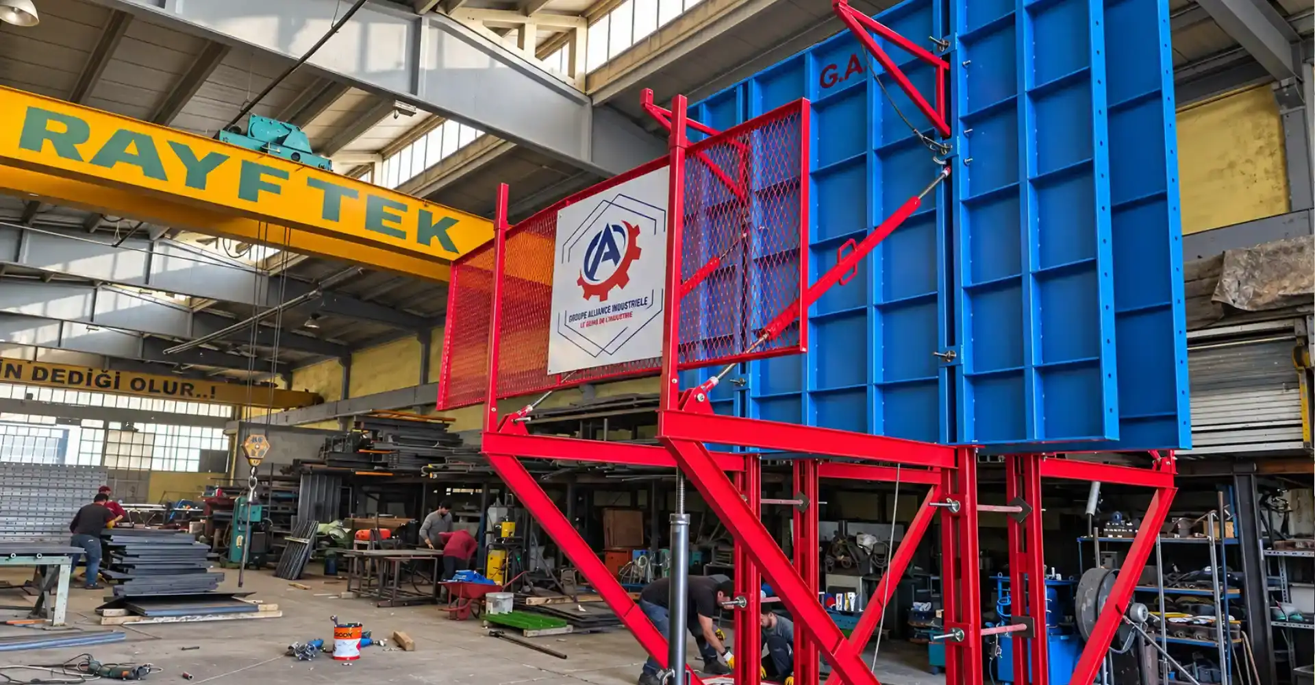 Steel climbing formwork for Bangladesh assembled in the Rayf Teknik workshop
