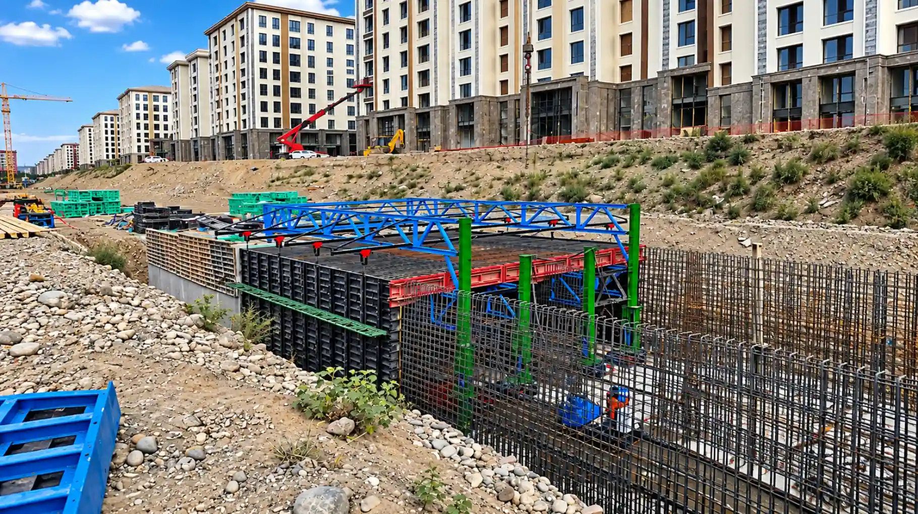 Hydraulic cut-and-cover formwork in the Tashkent twin metro tunnel trench