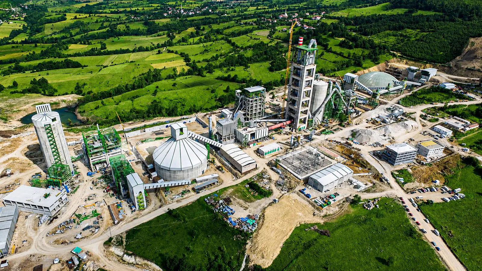Kavak Cement Plant layout in Samsun seen from the air