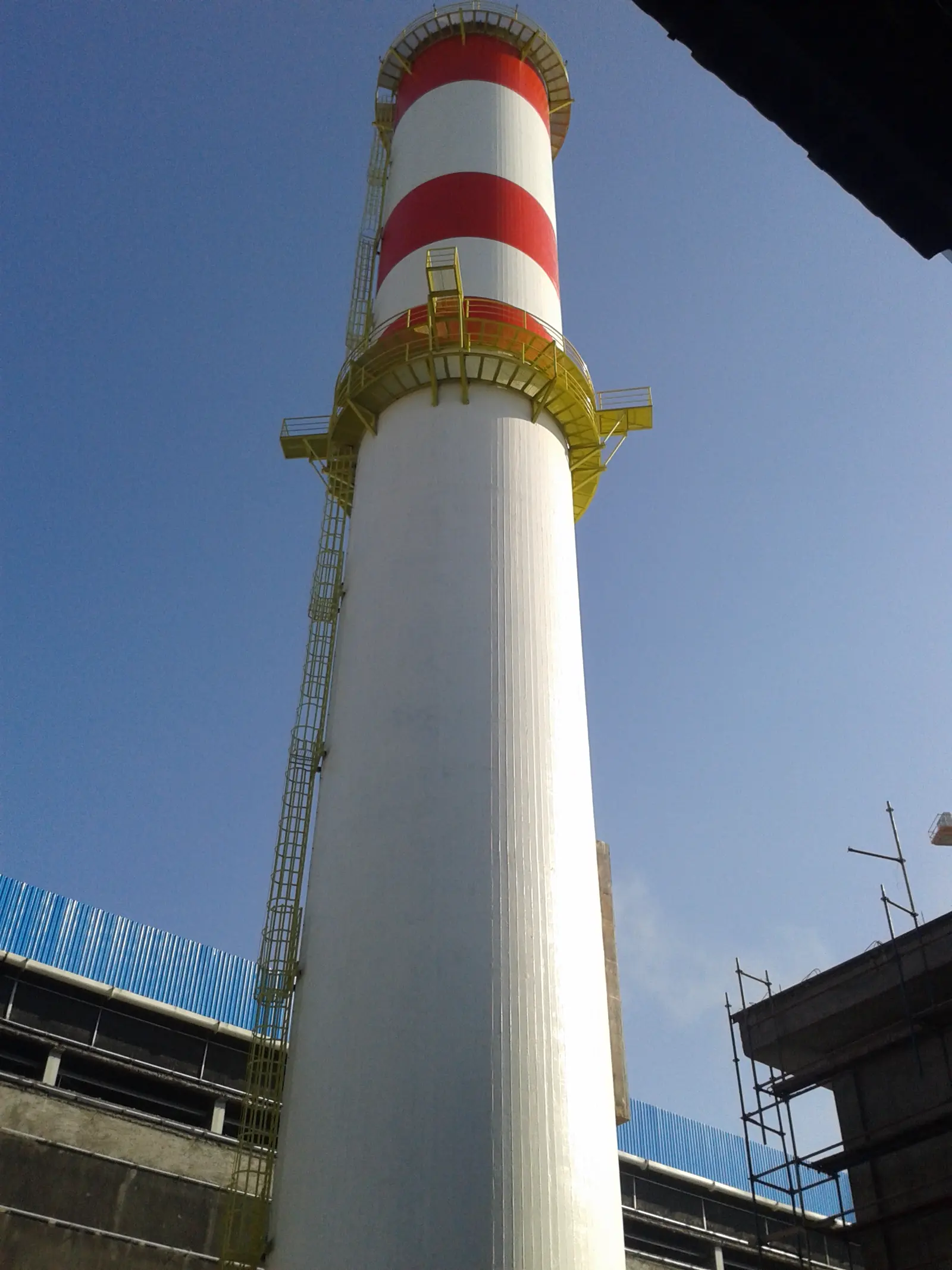 Industrial chimney works at the Eti Alüminyum plant in Seydişehir